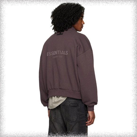 Fear Of God Essentials Zipped Stand Collar Fleece Sweatshirt Jacket deep purple - Picture 3 of 4